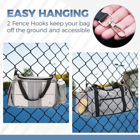 ZUMWORGION® Pickleball Bag for Men & Women – 40L Duffle Bag with Thermal Paddle Pocket, Shoe Compartment, Fence Hooks, Mesh Ball Holders – Water-Resistant Pickle Ball Bag for Travel, Gym, Tournaments in Saudi Arabia