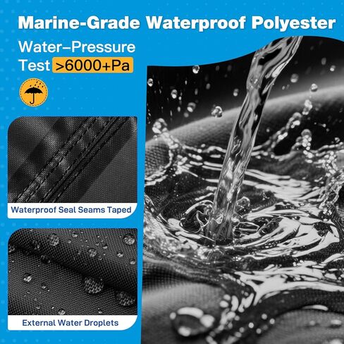 غطاء قارب 600D ، أغطية قارب شديدة التحمل لتجهيزات الباص 16 '17' 18 '، غطاء مقاوم للماء ، غلاف لا يتجزأ من 16 إلى 18.5 قدمًا ، قارب ثلاثي الهيول ، قارب صيد ، أسود مملة in Kuwait