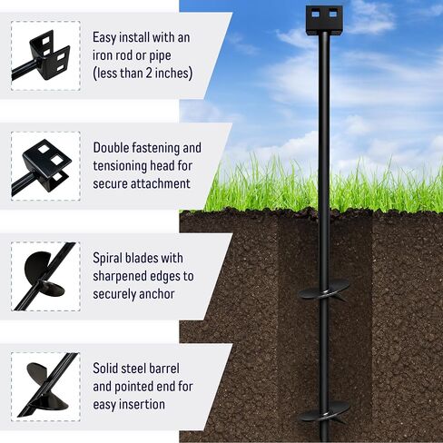 3/4 "× 30" Mobile Home Double Disk Earth Auger مرساة ، الصلب الثقيل - RV ، التخييم ، الخيام ، الترامبولين ، مواقف الغزلان (6 عبوات) in Saudi Arabia