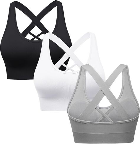 Sports Bras for Women High Support, Multipack Padded Supportive Criss Cross Back Wireless Running Yoga Workout Bra in Saudi Arabia