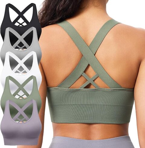 Sports Bras for Women High Support, Multipack Padded Supportive Criss Cross Back Wireless Running Yoga Workout Bra in Saudi Arabia