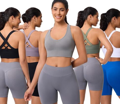 Sports Bras for Women High Support, Multipack Padded Supportive Criss Cross Back Wireless Running Yoga Workout Bra in Saudi Arabia