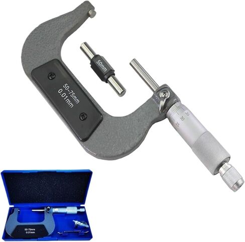 0-25mm/25-50mm/50-75mm/75-100mm Accuracy 0.01mm Outside Spiral Micrometer Gauge Vernier Caliper Measuring Tools(25-50mm) in Kuwait