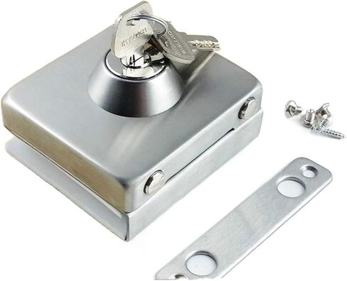 Chain Lock Household Stainless Steel Glass Door Lock Latch Lock Cylindrical Square Lock Office Single Open Non-Perforated Central Door Lock in Saudi Arabia