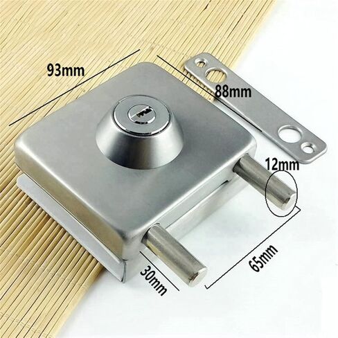 Chain Lock Household Stainless Steel Glass Door Lock Latch Lock Cylindrical Square Lock Office Single Open Non-Perforated Central Door Lock in Saudi Arabia