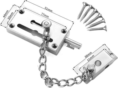 سلسلة قفل السلسلة من الفولاذ المقاوم للصدأ سلسلة الترباس قفل الباب قفل باب الأمان مع قفل باب السلسلة المضادة للسرقة in Kuwait