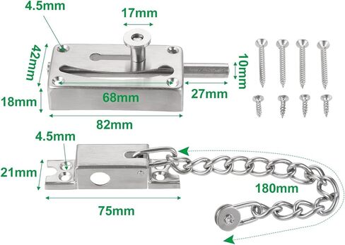 أجهزة قفل سلسلة متسلسلات ثقيلة الفولاذ المقاوم للصدأ المقاوم المقاوم للصدأ قفل الباب المزلاج قفل باب أمان مع سلسلة مضادة للسرقة وقفل الربيع in Kuwait