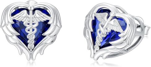 Caduceus Nurse Earrings 925 Sterling Silver Nurse Angel Wing Heart Earrings Nursing Graduation Jewelry Gifts for Women Doctor Medical Student in Kuwait