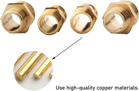 Brass Pipe Hex Nipple Fitting Quick Coupler Adapter 1/8 1/4 3/8 1/2 3/4 1 Male to Male Thread Water Oil Gas Connector(4 fen) in Saudi Arabia