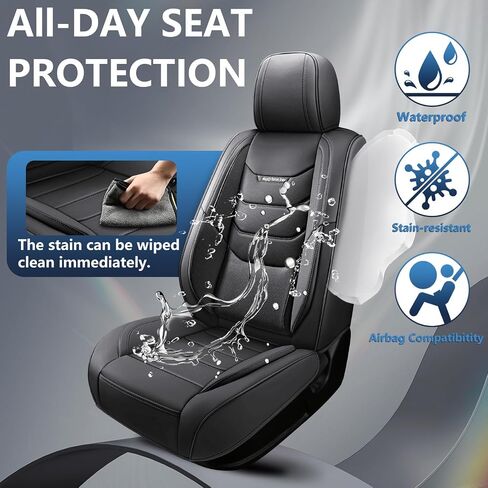 Car Seat Covers Front Seats Only, Universal Luxury Automotive Car Seat Protector 2 Pack, Waterproof Breathable Leather Car Seat Cushion for Most Vehicles SUV Pick-up Truck, Grey in Kuwait