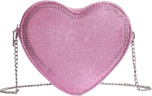 QWINEE Women's Sparkling Heart Shape Purse Novelty Mini Bag Chain Single Strap Evening Crossbody Handbags in Saudi Arabia