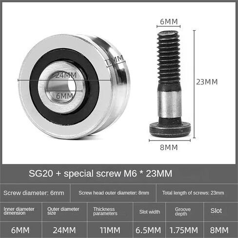 5set SG10 SG15 SG20 SG25SG66+M4 M5 M6 M8 Screw Bolts Bearing U-Groove Track Guide Roller Bearing Textile Machine Pulley Bearings(SG25 M8x28mm) in Saudi Arabia