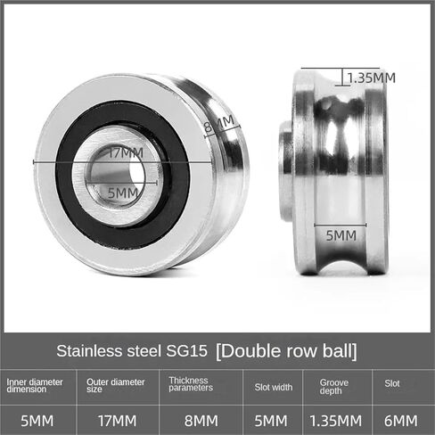 5set SG10 SG15 SG20 SG25SG66+M4 M5 M6 M8 Screw Bolts Bearing U-Groove Track Guide Roller Bearing Textile Machine Pulley Bearings(SG25 M8x28mm) in Saudi Arabia