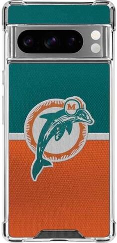 Skinit Clear Phone Case Compatible with Google Pixel 8 Pro - Officially Licensed NFL Miami Dolphins Vintage Design in Saudi Arabia