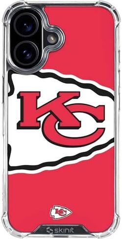 Skinit Clear Phone Case متوافق مع iPhone 16 Plus - تصميم NFL Kansas City Chief المرخص رسميًا in Kuwait