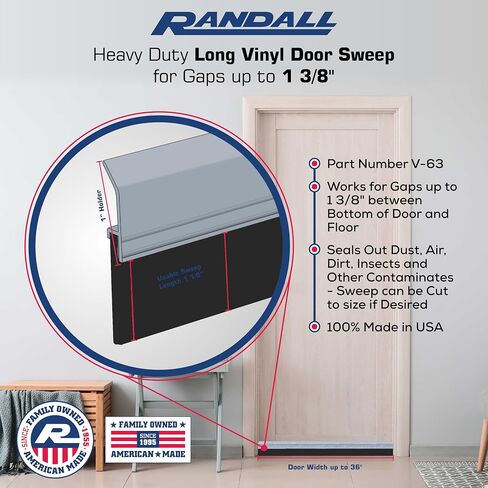Randall Manufacturing V-63-GB-مسح الأبواب طوال الموسم ، الألومنيوم الثقيل ، مثالي للاستخدام السكني والتجاري ، وتركيب سهل مع ختم المطاط الثقيل ، وضمان الراحة والأمان (36 بوصة) in Kuwait