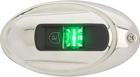 ''Attwood" Lightarmor Vertical Surface Mount Navigation Light - Oval - Starboard (Green) - Stainless Steel - 2nm in Saudi Arabia