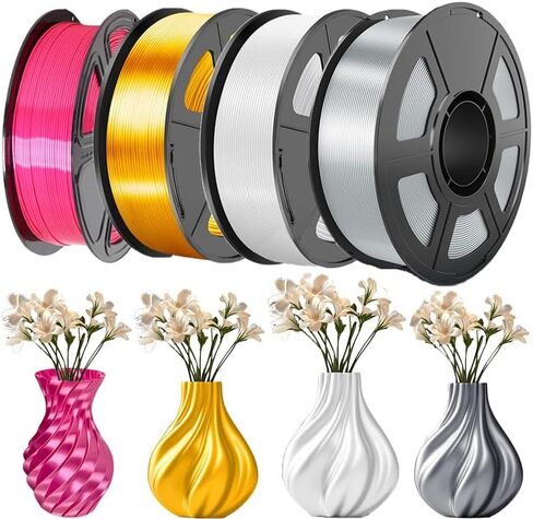 Silk PLA 3D Printer Filament Filajoy3D 3D Printing Filament 1.75mm 250g Dimensional Accuracy +/- 0.03mm for Most FDM 3D Printers Silver in Saudi Arabia