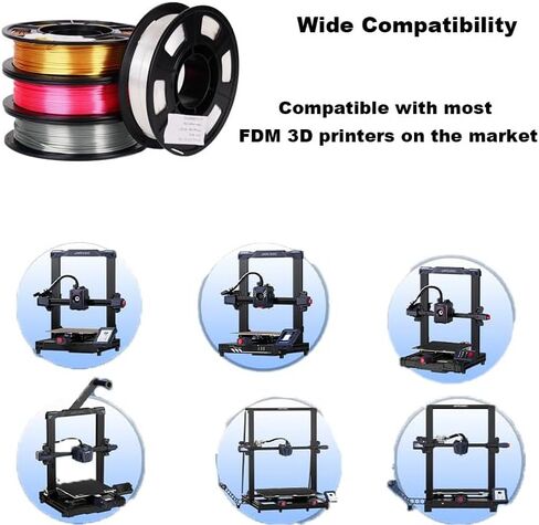 Silk PLA 3D Printer Filament Filajoy3D 3D Printing Filament 1.75mm 250g Dimensional Accuracy +/- 0.03mm for Most FDM 3D Printers Silver in Saudi Arabia