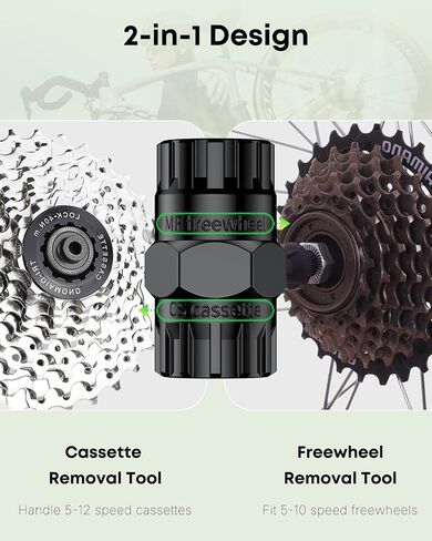 Pawfly 2 in 1 Bike Cassette Lockring Tool with Sprocket & Chain Cleaning Brushes, Bike Cassette Removal Tool, Freewheel Removal Tool, Bicycle Freewheel Remover, Bike Repair Kit, Black in Saudi Arabia