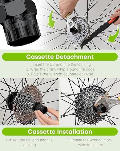 Pawfly 2 in 1 Bike Cassette Lockring Tool with Sprocket & Chain Cleaning Brushes, Bike Cassette Removal Tool, Freewheel Removal Tool, Bicycle Freewheel Remover, Bike Repair Kit, Black in Saudi Arabia