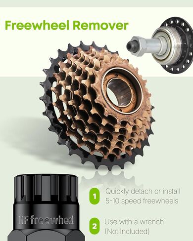 Pawfly 2 in 1 Bike Cassette Lockring Tool with Sprocket & Chain Cleaning Brushes, Bike Cassette Removal Tool, Freewheel Removal Tool, Bicycle Freewheel Remover, Bike Repair Kit, Black in Saudi Arabia