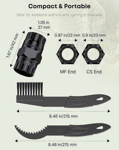 Pawfly 2 in 1 Bike Cassette Lockring Tool with Sprocket & Chain Cleaning Brushes, Bike Cassette Removal Tool, Freewheel Removal Tool, Bicycle Freewheel Remover, Bike Repair Kit, Black in Saudi Arabia