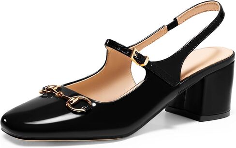 PiePieBuy Womens Slingback Chunky Heels Mary Jane Shoes Slip On Buckle Strap Dress Shoes Closed Round Toe Pumps in Saudi Arabia