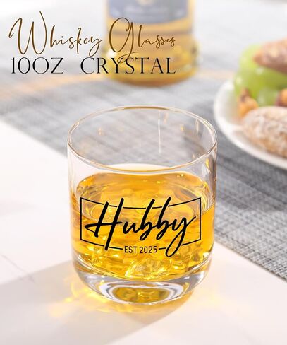 Wedding Gifts for Couples,Hubby & Wifey EST 2025 Wedding Glass Set,Bridal Shower Gifts for Bride and Groom, Newly-Married Anniversary for Him/Her，Mr and Mrs Gift in Kuwait