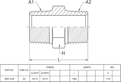 (2 حزمة) 5404-12-08 محول خرطوم الهيدروليكي المناسب 3/4 "ذكر (3/4" -14NPTF) × 1/2 "ذكر (1/2" -14nptf) sae أنابيب مستقيمة أنبوب الموصل الصلب الكربون الصلب in Saudi Arabia