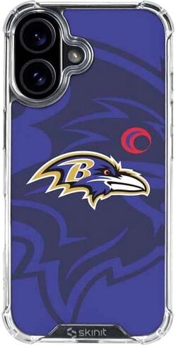 Skinit Clear Phone Case متوافق مع iPhone 16 - NFL Baltimore Ravens المرخص رسميًا - تصميم بديل متعثر in Saudi Arabia