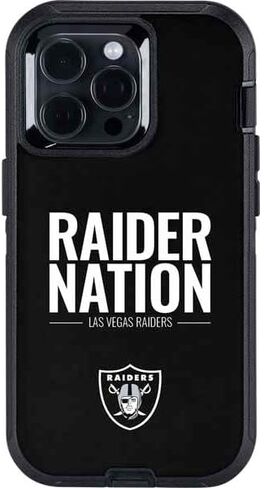 Skinit Decal Phone Skin Compatible with OtterBox Defender iPhone 14 Pro Max - Officially Licensed NFL Las Vegas Raiders Team Motto Design in Saudi Arabia