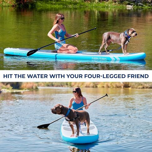 SereneLife XL قابلة للنفخ قابلة للوقوف Paddle Board-SUP الصديقة للحيوانات الأليفة للبالغين والحيوانات الأليفة-تصميم مستقر في جميع أنحاء الواسعة مع لوحة سطح السفينة غير المنقولة ، وملحقات SUP متميزة ، 440/485 رطل in Saudi Arabia