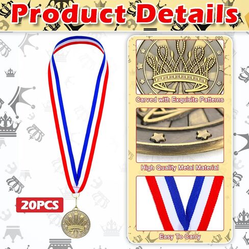 REMOULY 20 PCS Beauty Pageant Medals 2 Inch 3D Gold Beauty Queen Trophy Medal Princess Tiara Pageant Beauty Beauty Queen Award مع شريط الرقبة in Saudi Arabia