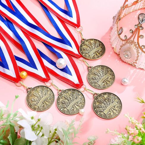 REMOULY 20 PCS Beauty Pageant Medals 2 Inch 3D Gold Beauty Queen Trophy Medal Princess Tiara Pageant Beauty Beauty Queen Award مع شريط الرقبة in Saudi Arabia