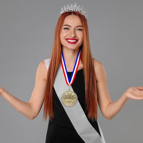 REMOULY 20 PCS Beauty Pageant Medals 2 Inch 3D Gold Beauty Queen Trophy Medal Princess Tiara Pageant Beauty Beauty Queen Award مع شريط الرقبة in Saudi Arabia