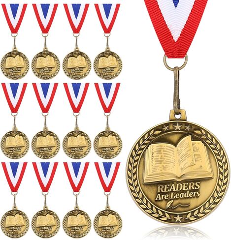 Reading Award Medals with Neck Ribbons 2" 3D Gold Superstar Reading Medals Read to Succeed Award Participation Trophy Prize Gift in Saudi Arabia