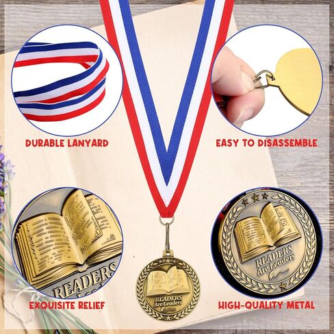 Reading Award Medals with Neck Ribbons 2" 3D Gold Superstar Reading Medals Read to Succeed Award Participation Trophy Prize Gift in Saudi Arabia