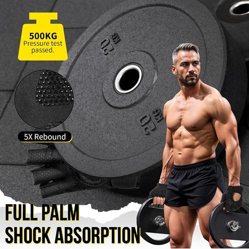 Ventilated Weight Lifting Gloves, Fingerless Thick Padded Gym Gloves, Grip Shock Absorption Fitness Training Exercise Glove with Full Palm Protection Padding for Gym Exercise, Weightlifting in Saudi Arabia