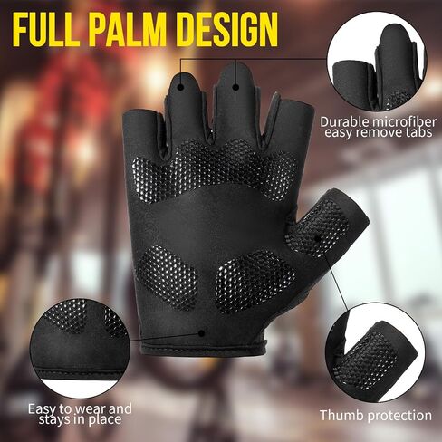 Ventilated Weight Lifting Gloves, Fingerless Thick Padded Gym Gloves, Grip Shock Absorption Fitness Training Exercise Glove with Full Palm Protection Padding for Gym Exercise, Weightlifting in Saudi Arabia