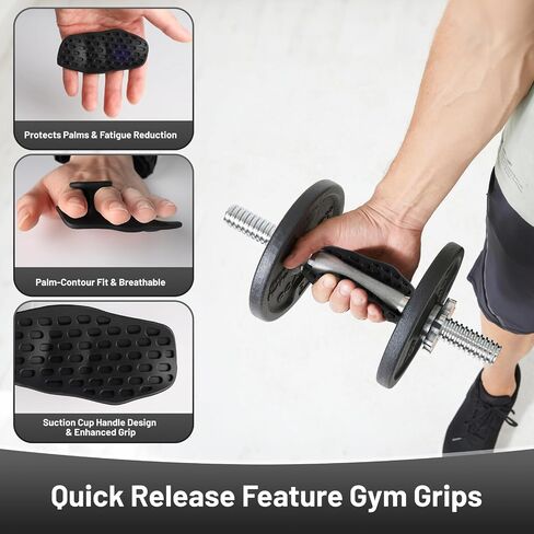 Anti-Slip Workout Grips| Ergonomic Rubber Fat Gripz| Fingerless Non Slip Gryp Weight Grip for Men & Women| Ryptfit Grips for Lifting, Pull-Ups, Pull Bars, Dead Lift & Strength Training. in Saudi Arabia