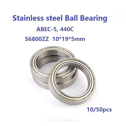 10/50pcs ABEC-5 S6800ZZ S6800 10 * 19 * 5mm Stainless Steel Ball Bearings Thin Wall Deep Groove Ball Bearing 10×19×5mm in Kuwait