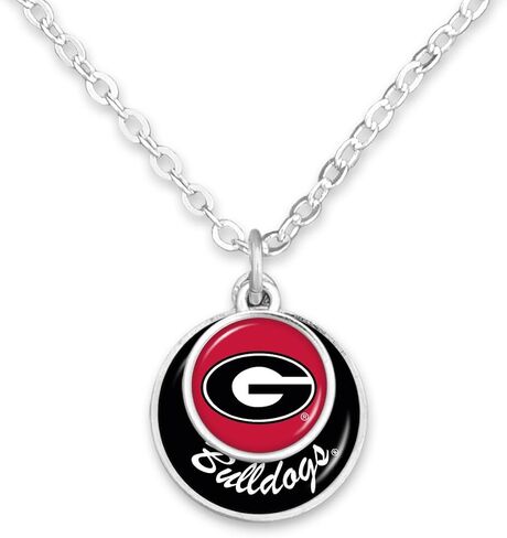 من قلب Georgia Bulldogs مكدسة قرص قلادة المجوهرات هدية مرخصة UGA ، Silver in Saudi Arabia