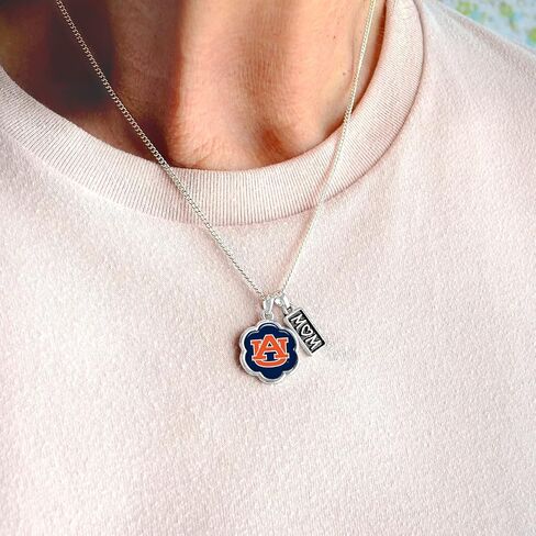 Auburn Tigers Hazel Mom Charm Silver Chain Necklace Jewelry Gift AU,Blue in Saudi Arabia