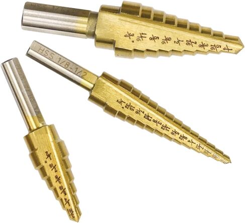 Step Drill Bit 1/8-3/4 Coated Step Cone Drill Bit for Wood Metal Hole Drilling Straight Grooved Hole Drill Bit 1Pcs(1pc Hex 1I8-1I2) in Saudi Arabia
