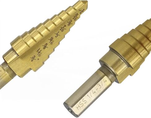 Step Drill Bit 1/8-3/4 Coated Step Cone Drill Bit for Wood Metal Hole Drilling Straight Grooved Hole Drill Bit 1Pcs(1pc Hex 1I8-1I2) in Saudi Arabia