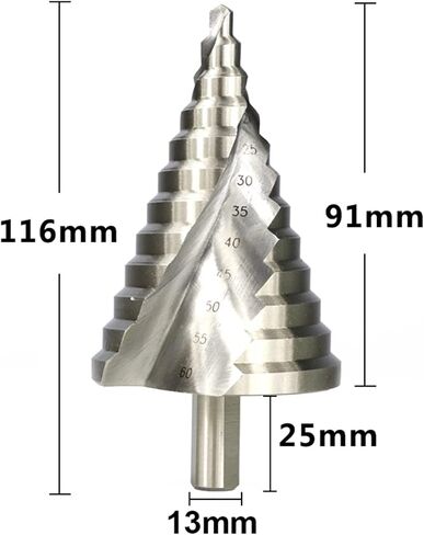 Step Drill Bit 6-60mm Spiral Groove Wood Metal Hole Round Shank Step Cone Drill Bit 1Pcs(1pc 6-60mm) in Saudi Arabia