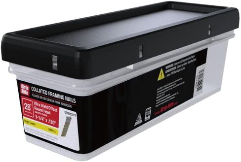 Grip-Rite GRTS12D 12d Short, 3-1/4" x .120 Vinyl Coated, Smooth Shank 28-degree Clipped Head, Wire-Weld Collated, Stick Framing Nails - 500 per tub in Saudi Arabia