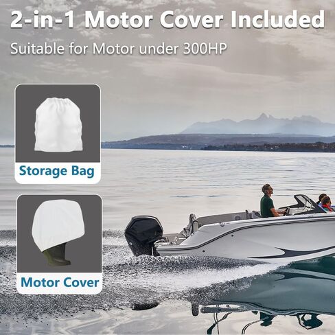 غلاف القارب Fit Bayliner 1950 Capri & Four Winns H1/H1 OB ، بوليستر من الدرجة البحرية 1200D مع طلاء PU ، وغطاء قارب مقاوم للماء من 20 إلى 22 قدمًا ومقاومة للأشعة فوق البنفسجية ، [شملت الغطاء الحركي] in Kuwait