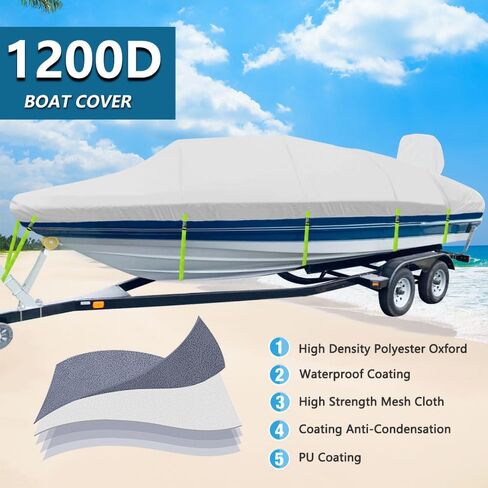 غلاف القارب Fit Bayliner 1950 Capri & Four Winns H1/H1 OB ، بوليستر من الدرجة البحرية 1200D مع طلاء PU ، وغطاء قارب مقاوم للماء من 20 إلى 22 قدمًا ومقاومة للأشعة فوق البنفسجية ، [شملت الغطاء الحركي] in Kuwait